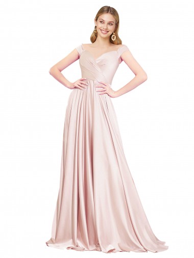 Satin Off the Shoulder Sleeveless Long Formal Evening Gown / Prom Dress / Bridesmaid Dress Ballarat