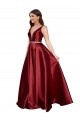 Satin V-Neck Sleeveless V-Back Long Formal Plus Size Evening Gown / Prom Dress / Bridesmaid Dress Ballarat