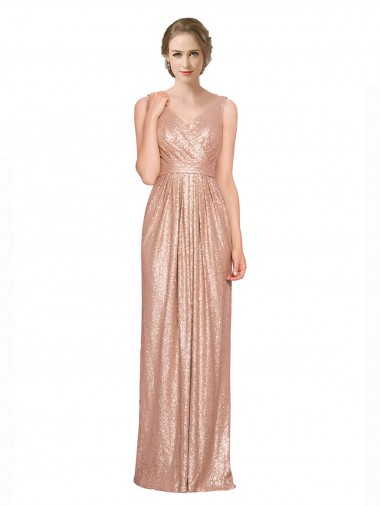 Sequin V-Neck Sleeveless Long Bridesmaid Dress / Evening Dress Ballarat
