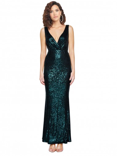 Sequin V-Neck Sleeveless Long Bridesmaid Evening Dress Ballarat