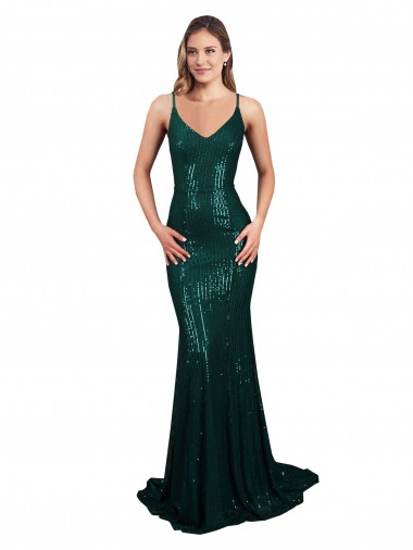 Sequin V-Neck Sleeveless Low Back Long Formal Evening Gown / Prom Dress / Bridesmaid Dress Ballarat