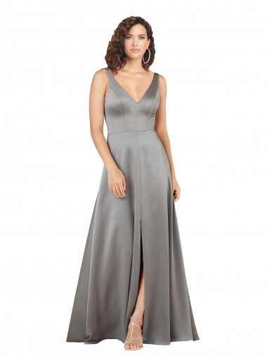 Silk like Satin V-Neck Sleeveless Long Formal Evening Gown / Prom Dress / Bridesmaid Dress Ballarat