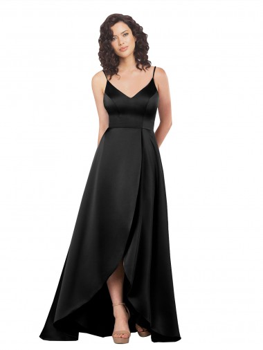 Silk like Satin V-Neck Sleeveless V-Back Long High Low Evening Gown / Prom Dress / Bridesmaid Dress Ballarat