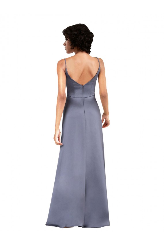 Silk like Satin V-Neck Sleeveless Black Long Formal Evening Gown / Prom Dress / Bridesmaid Dress Ballarat