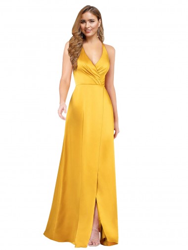 Silk like Satin V-Neck Sleeveless Open Back Long Formal Dress / Bridesmaid Dress Ballarat