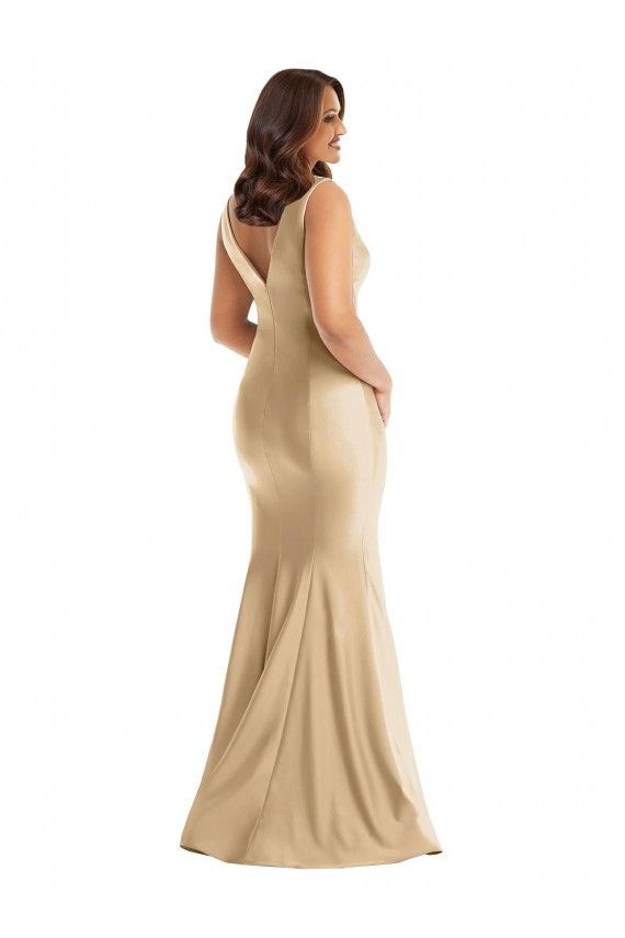 Silk like Satin V-Neck Sleeveless V-Back Long Formal Plus Size Evening Gown / Prom Dress / Bridesmaid Dress Ballarat