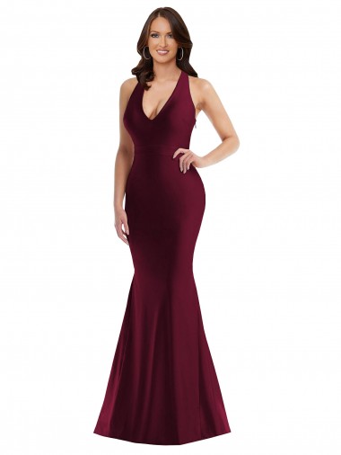 Silk like Satin V-Neck Sleeveless Open Back Long Formal Plus Size Evening Gown / Prom Dress / Bridesmaid Dress Ballarat