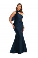 Silk like Satin One Shoulder Sleeveless Dark Navy Long Formal Plus Size Evening Gown / Prom Dress / Bridesmaid Dress Ballarat