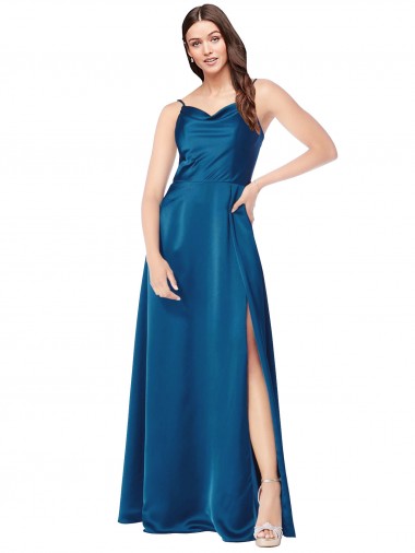 Silk like Satin Spaghetti Straps Sleeveless Low Back Long Formal Evening Gown / Prom Dress / Bridesmaid Dress Ballarat
