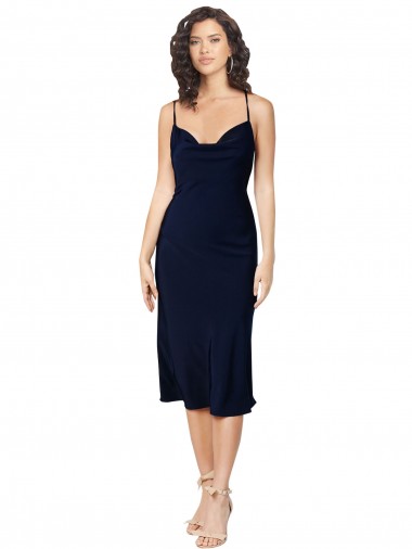Silk like Satin Spaghetti Straps Sleeveless Open Back Midi Length Formal Evening Gown / Prom Dress / Bridesmaid Dress Ballarat