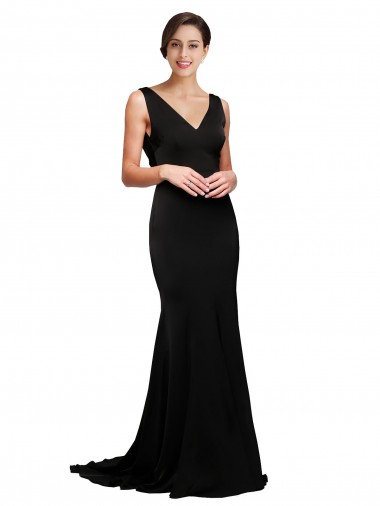 Silk like Satin V-Neck Sleeveless Low Back Sweep Train Formal Evening Gown / Prom Dress / Bridesmaid Dress Ballarat