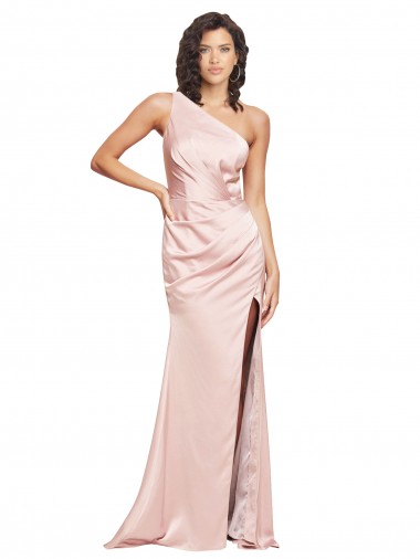 Silk like Satin One Shoulder Sleeveless Low Back Long Formal Evening Gown / Prom Dress / Bridesmaid Dress Ballarat