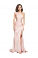 Silk like Satin One Shoulder Sleeveless Pink Long Black Tie Evening Dress / Prom Dress / Bridesmaid Dress Ballarat