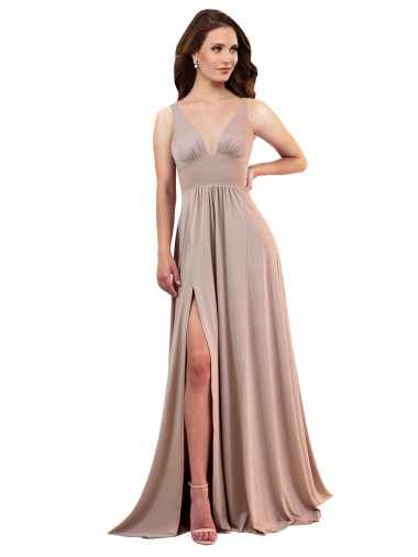 Spandex V-Neck Sleeveless Low Back Long Black Tie Evening Gown / Prom Dress / Bridesmaid Dress Ballarat
