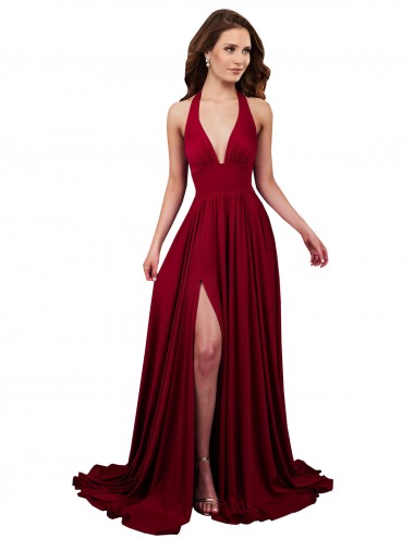 Spandex Halter Neck Sleeveless Open Back Long Black Tie Evening Gown / Prom Dress / Bridesmaid Dress Ballarat