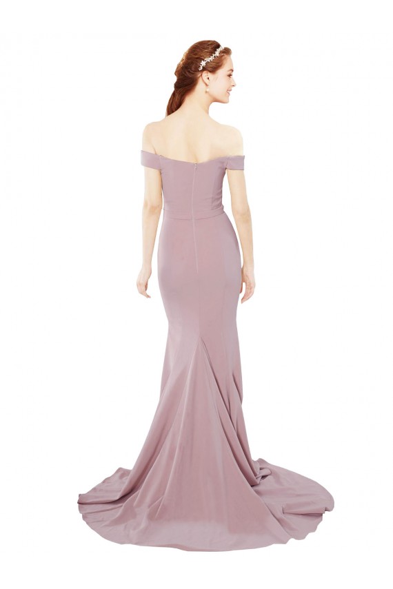 Stretch Crepe Off the Shoulder Sleeveless Sweep Train Bridesmaid Dress / Evening Dress Ballarat