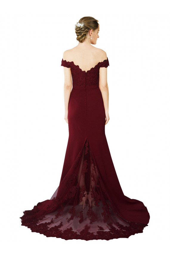 Stretch Crepe & Lace Off the Shoulder Sleeveless V-Back Sweep Train Formal Evening Gown / Prom Dress / Bridesmaid Dress Ballarat