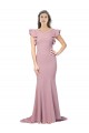 Stretch Crepe Round Neck Flutter Sleeves V-Back Sweep Train Formal Evening Gown / Prom Dress / Bridesmaid Dress Ballarat