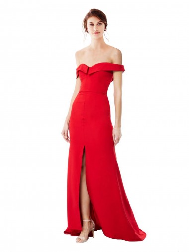 Stretch Crepe Off the Shoulder Sleeveless Long Bridesmaid Dress / Evening Dress Ballarat