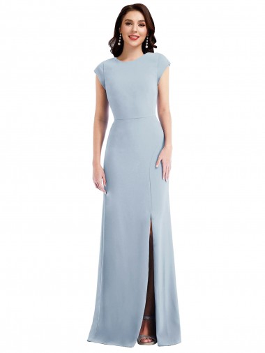 Stretch Crepe Cap Sleeves Open Back Long Formal Evening Gown / Prom Dress / Bridesmaid Dress Ballarat