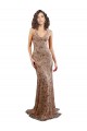 Stretch Crepe & Sequin Tulle V-Neck Sleeveless Open Back Rose Gold Long Formal Evening Gown / Prom Dress / Bridesmaid Dress Ballarat