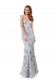 Stretch Crepe & Sequin Tulle V-Neck Sleeveless Open Back Silver Long Formal Evening Gown / Prom Dress / Bridesmaid Dress Ballarat