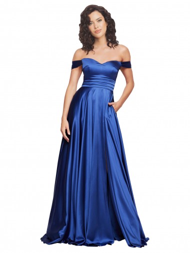Stretch Satin Off the Shoulder Sleeveless Sweep Train Formal Evening Gown / Prom Dress / Bridesmaid Dress Ballarat