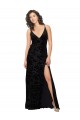 Floral Velvet & Stretch Velvet V-Neck Sleeveless Open Back Long Bridesmaid Dress Ballarat